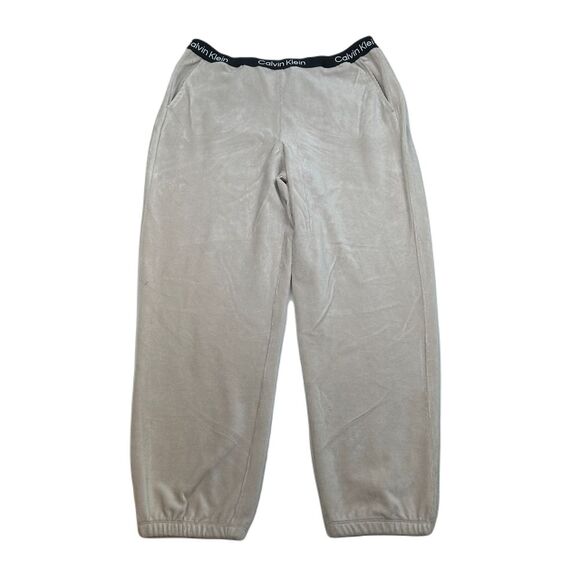 Calvin Klein Performance Velour Joggers Womens‎ XL Chalk White - Picture 1 of 8